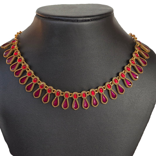 Ruby Red Drop Necklace Set