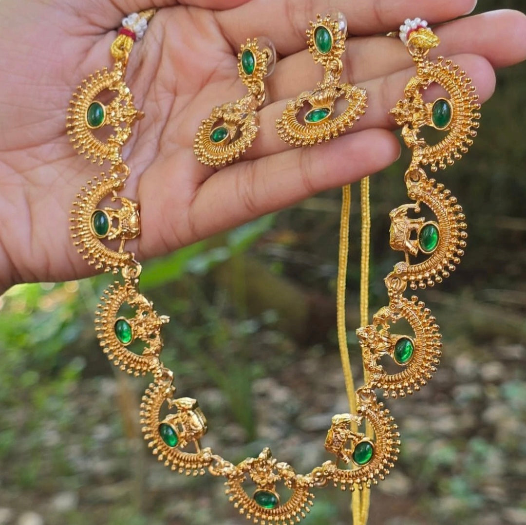 Chandra Deepa Ruby Necklace Set (Red)
