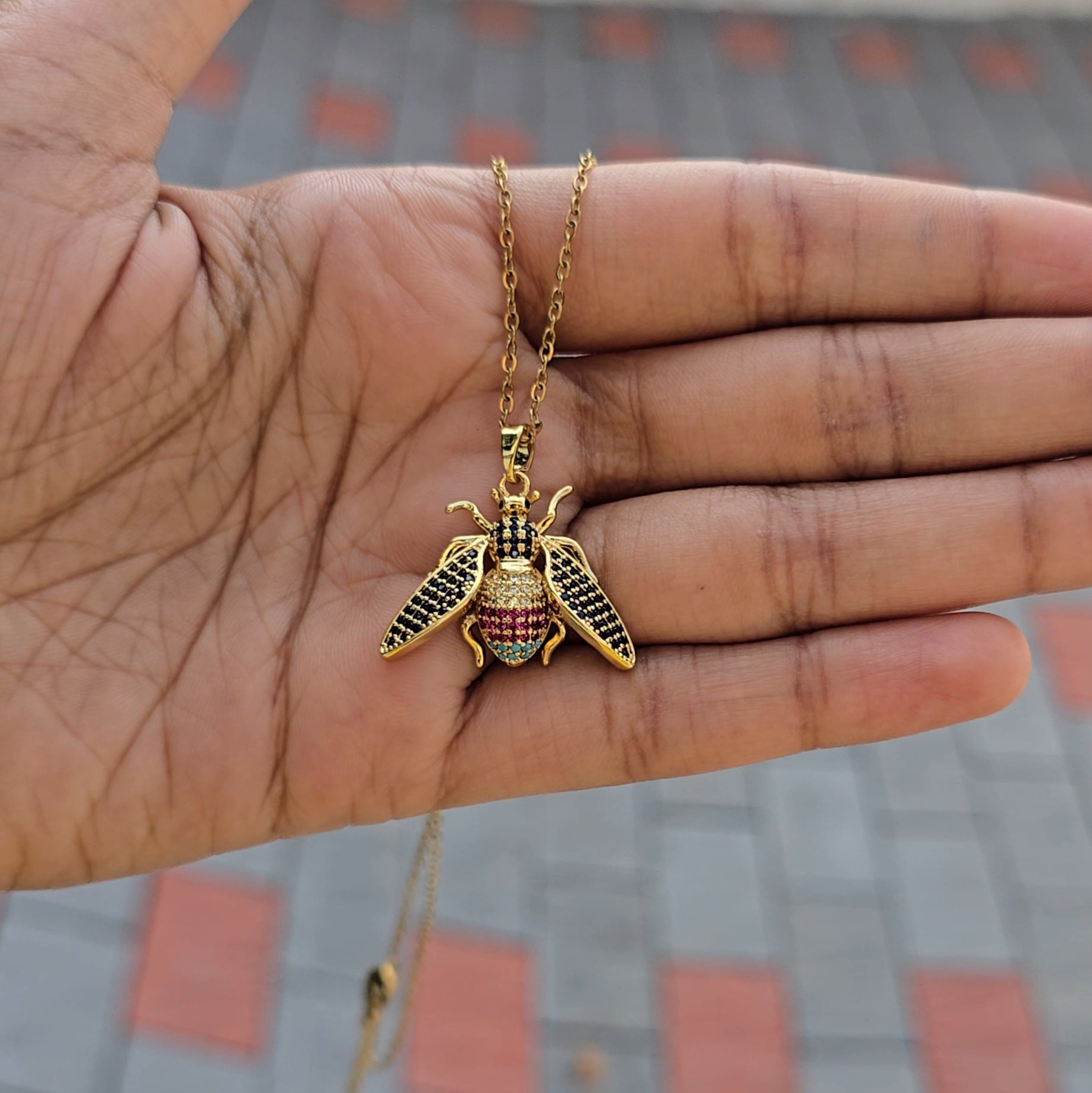Crystal Honey Bee Pendant