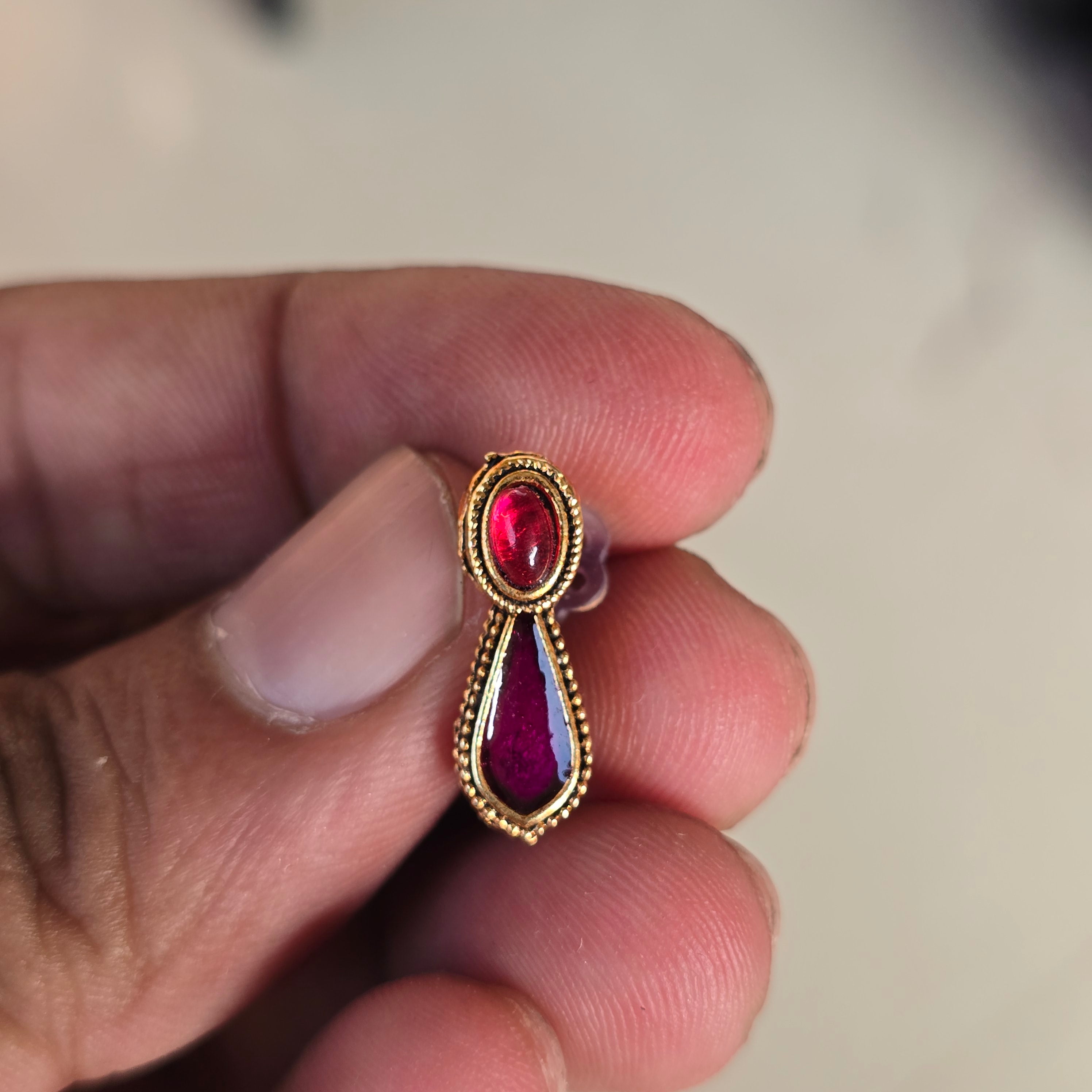 Ruby Red Drop Necklace Set