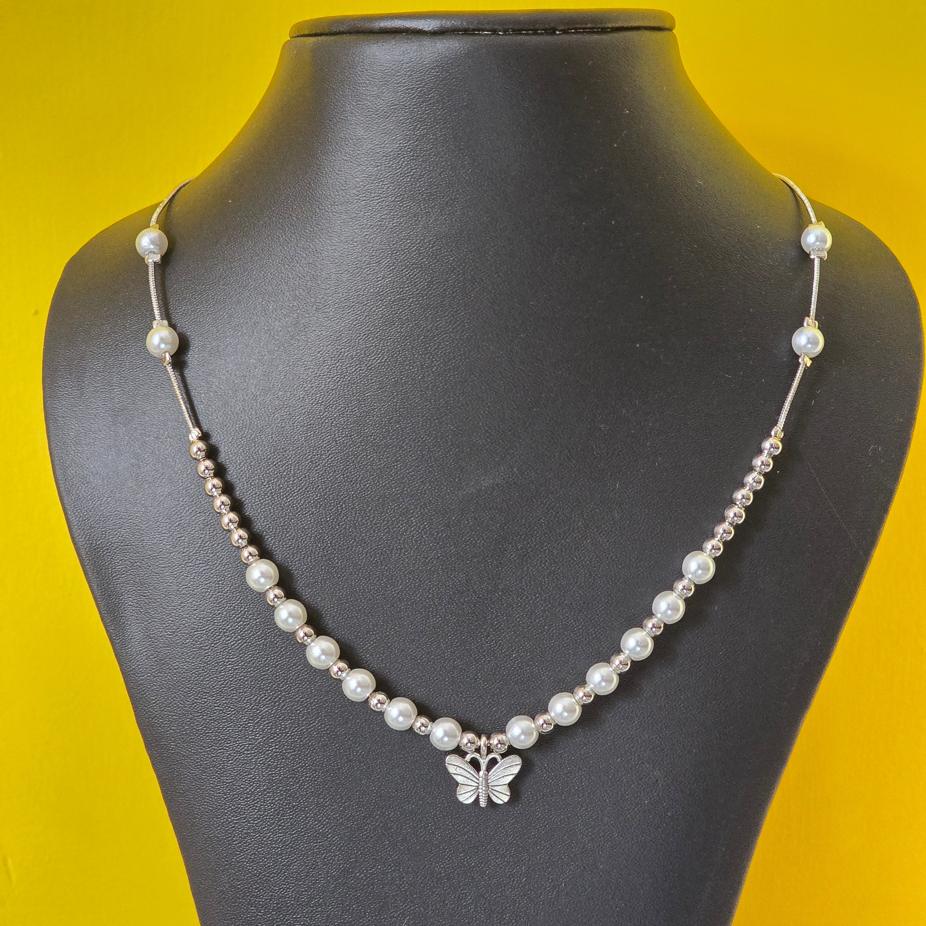 Pearl Butterfly Charm Necklace