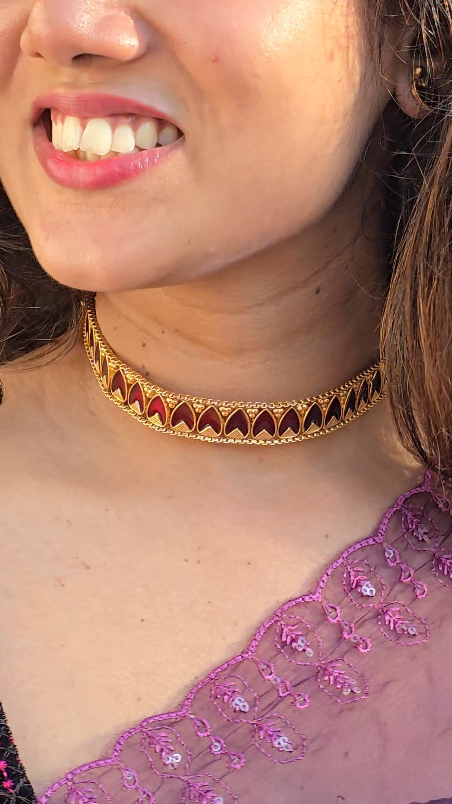 Ruby Heart Choker Set