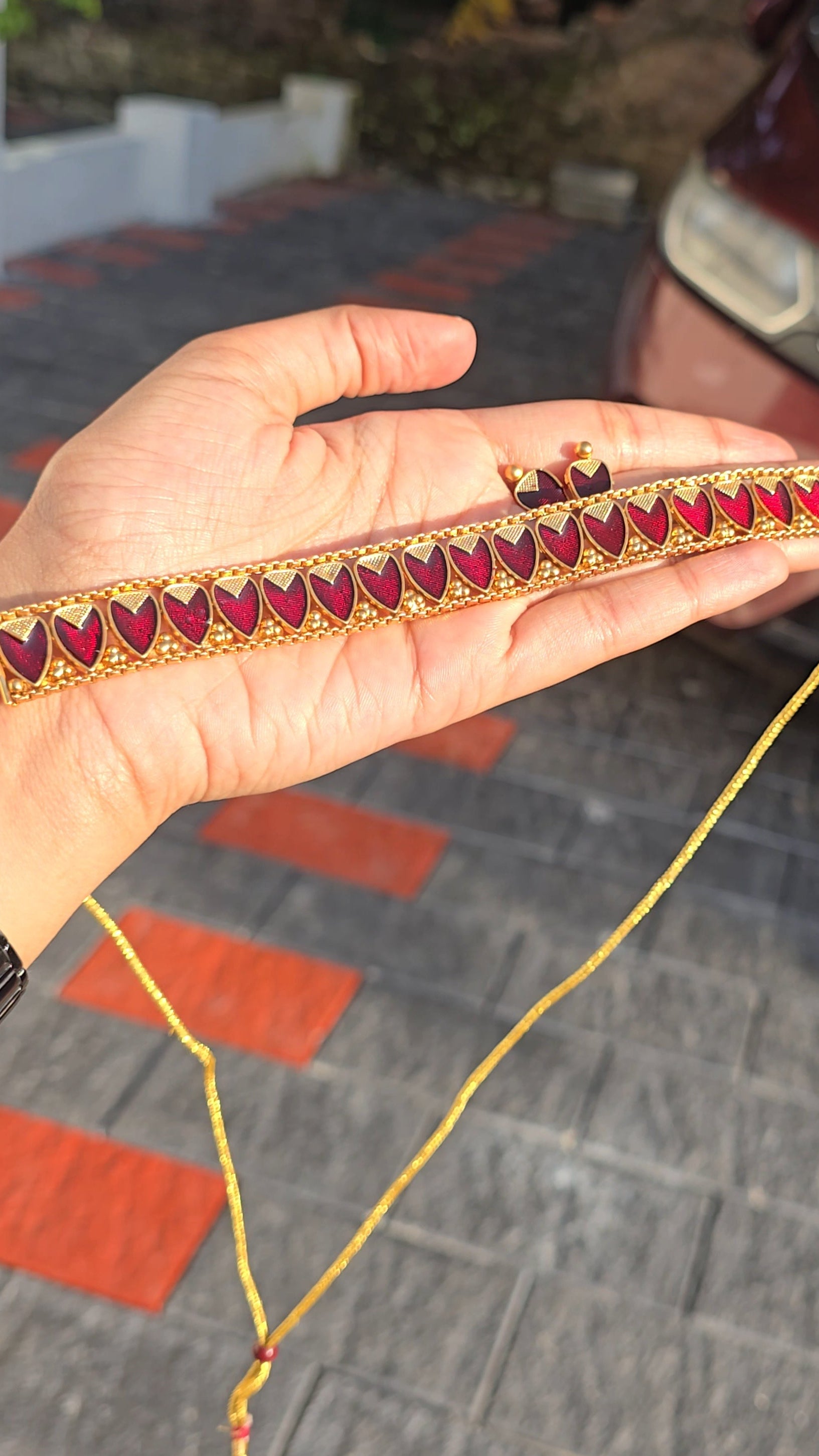 Ruby Heart Choker Set