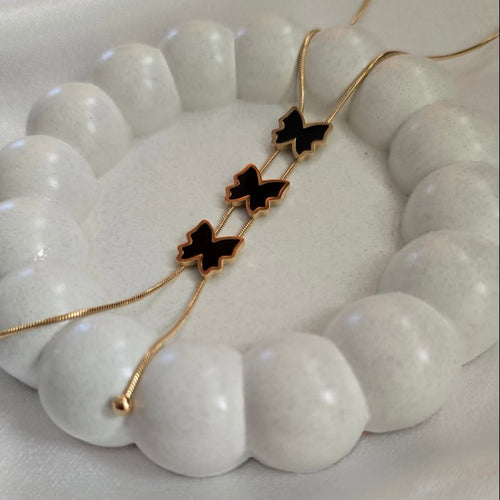 Black Butterfly Pendant - Gold