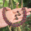 Ruby Antique Jhumka Set