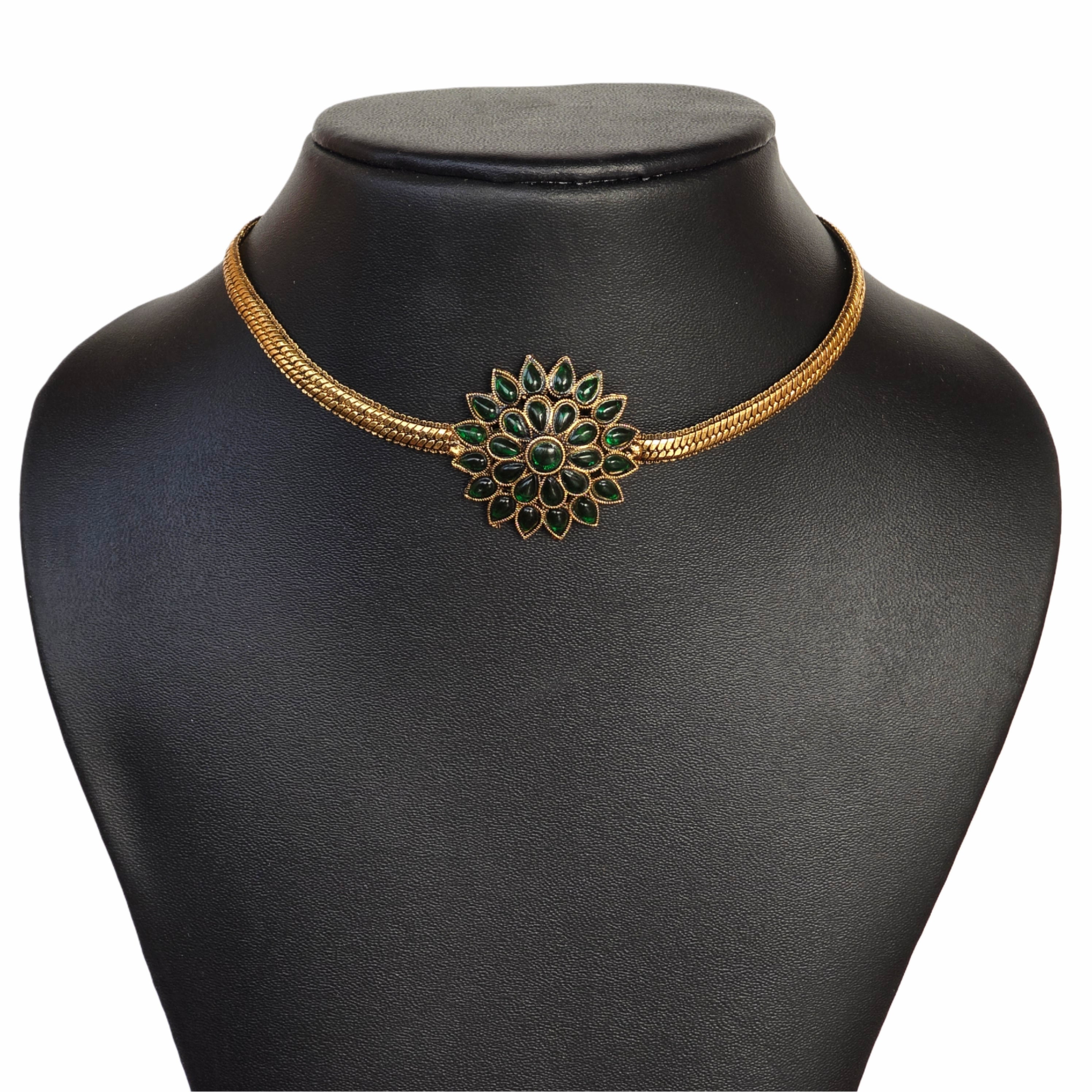 Green Floral Choker Set