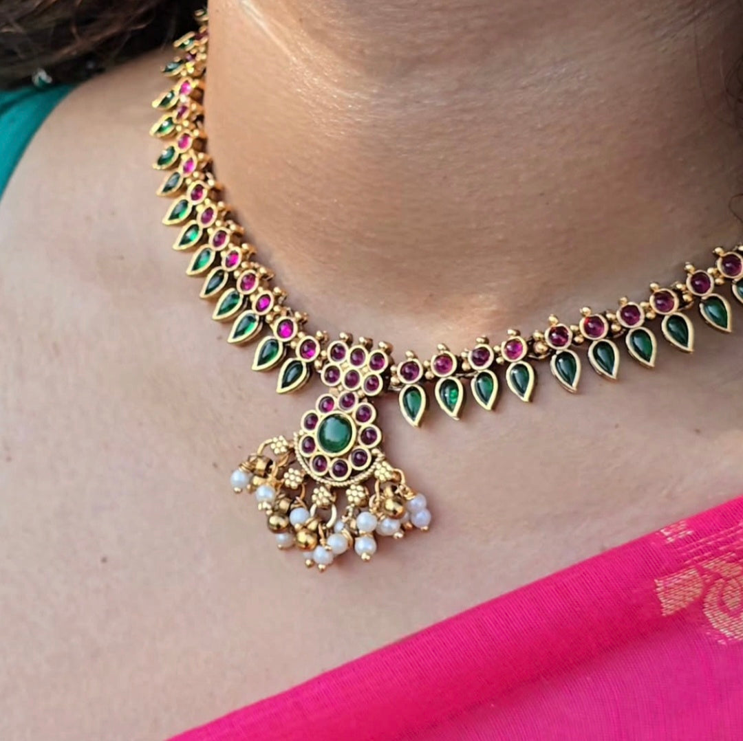 Vriksha Ruby Emerald Necklace Set (Green)