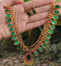 Emerald Drop Temple Necklace Set