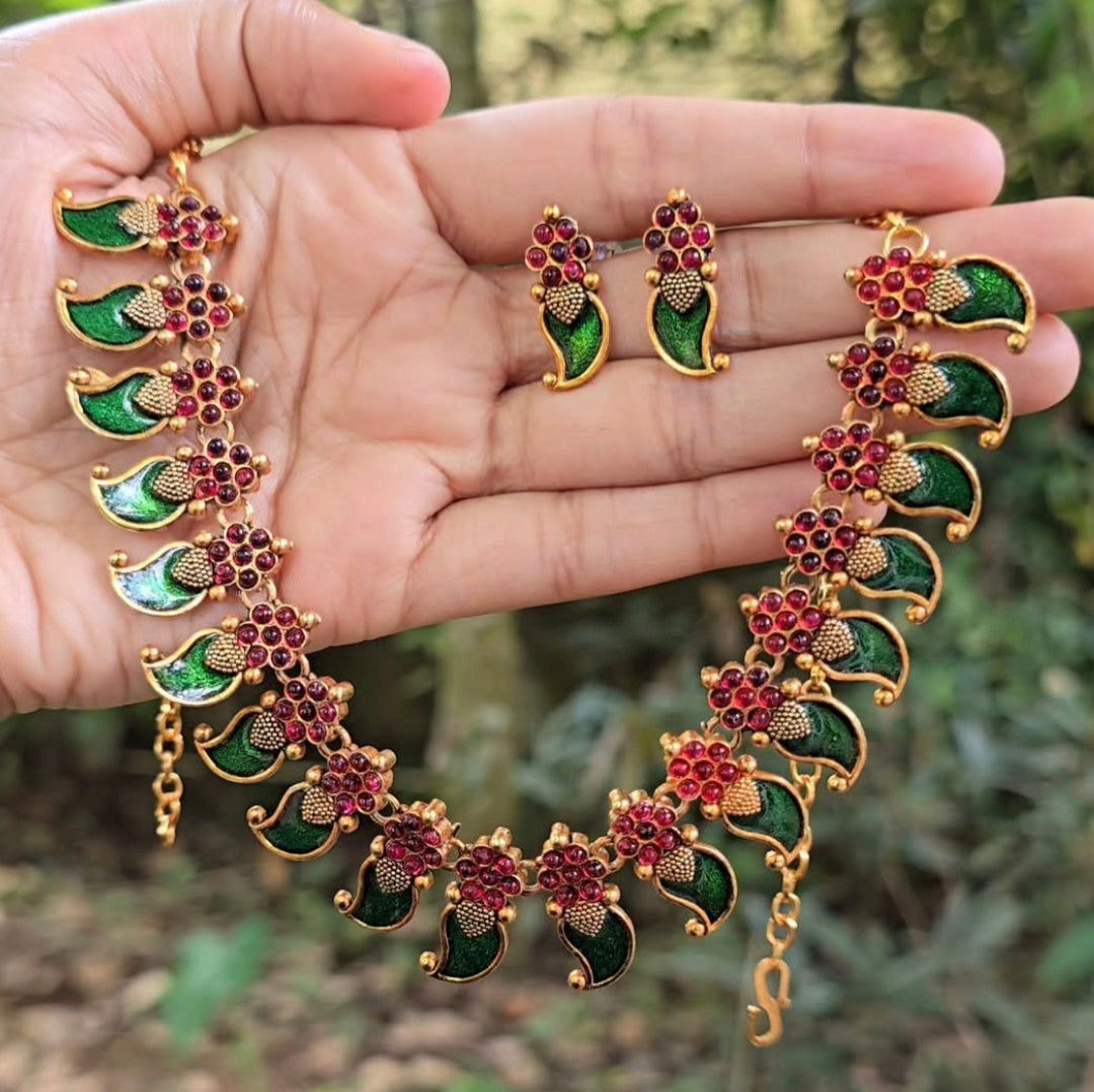 Mayura Ruby Green Necklace Set