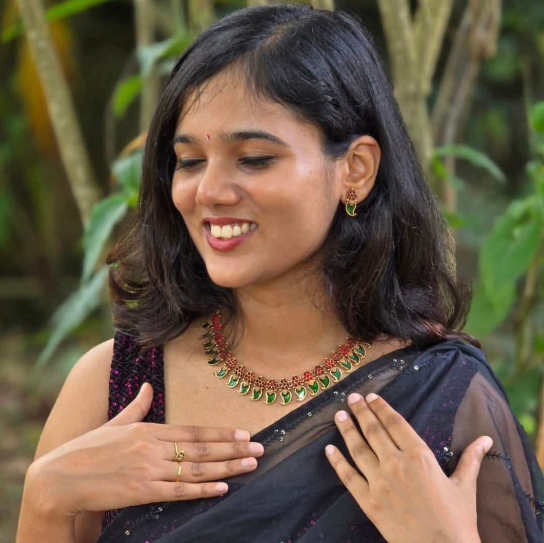 Mayura Ruby Green Necklace Set