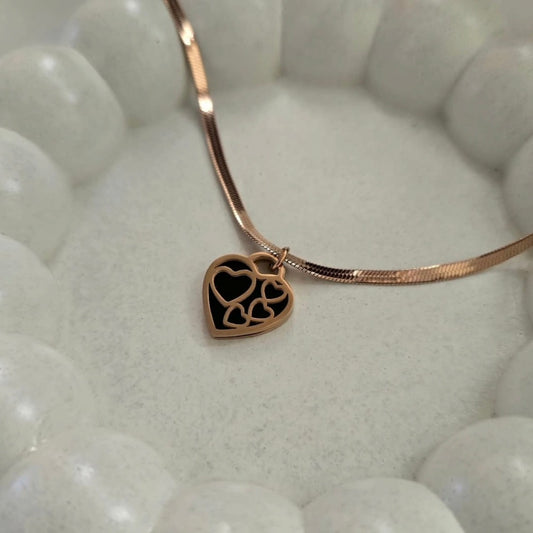Multi Heart Snake Chain Gold Pendant